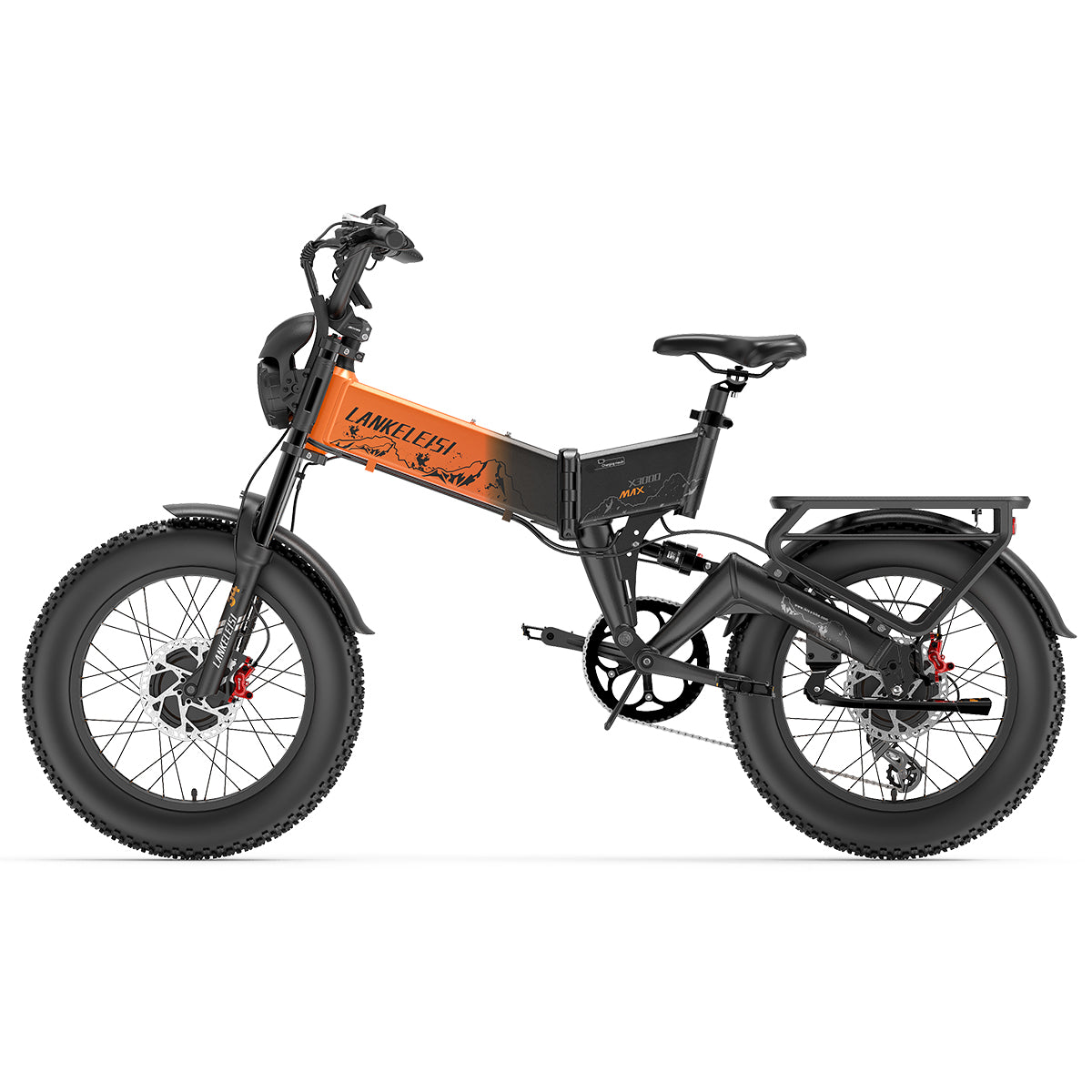 Lankeleisi X3000 Max 2000W Dual Motor Foldable Electric Mountain Bike(New Upgrade) Orange Ebike